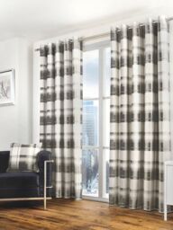 Fusion 'Balmoral Check' Country Checked Pattern Pair of Eyelet Curtains in Dark Grey - Size: 229 cm width x 183 cm drop - thumbnail 1