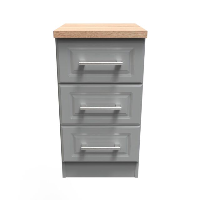 Ready Assembled 2 U Norfolk 3 Drawer Bedside Cabinet (Ready Assembled) in Dark Grey - image 1