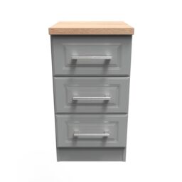 Ready Assembled 2 U Norfolk 3 Drawer Bedside Cabinet (Ready Assembled) in Dark Grey - thumbnail 1