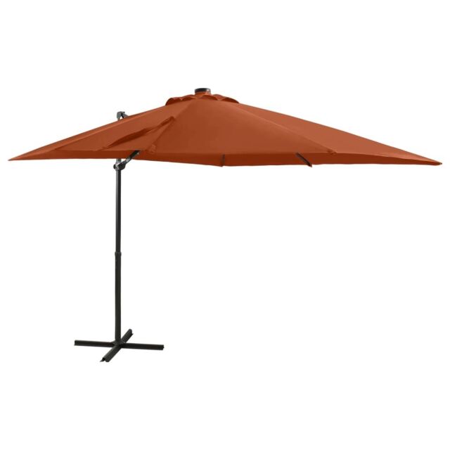 Berkfield Home Cantilever Umbrella with Pole & LED Lights Terracotta 250 cm in Brown - image 1