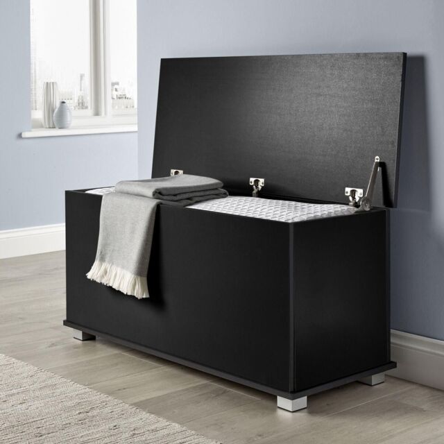 Home Source Ottoman Storage Chest Toy Bedding or Blanket Box Large Wooden Home in Black - image 1