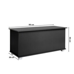 Home Source Ottoman Storage Chest Toy Bedding or Blanket Box Large Wooden Home in Black - thumbnail 7