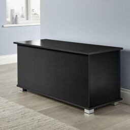 Home Source Ottoman Storage Chest Toy Bedding or Blanket Box Large Wooden Home in Black - thumbnail 2