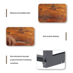 Abrihome L Office Computer Desk with Self Corner Table Top, Industrial Rustic in Brown - Size: 1 Pack - thumbnail 4