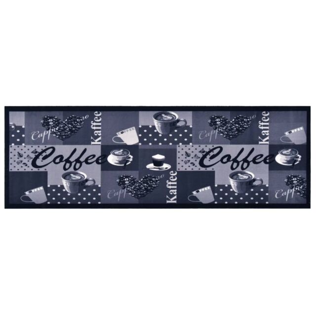 Berkfield Home Kitchen Carpet Washable Coffee Blue 45x150 cm - image 1