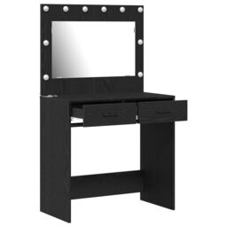 Berkfield Home Makeup Table with LED Lights - Black Oak, 31 x 16 x 53 inches - thumbnail 4
