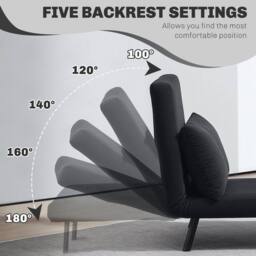 Wyld Haus Nenoli Velvet Black 4 in 1 Convertible Single Chair Bed with Cushion - thumbnail 5