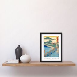 Artery8 Iwakuni, Kintai Bridge Suo Province Utagawa Hiroshige Japan Woodblock Classic Collection Artwork Framed Wall Art Print A4 in Black - thumbnail 2
