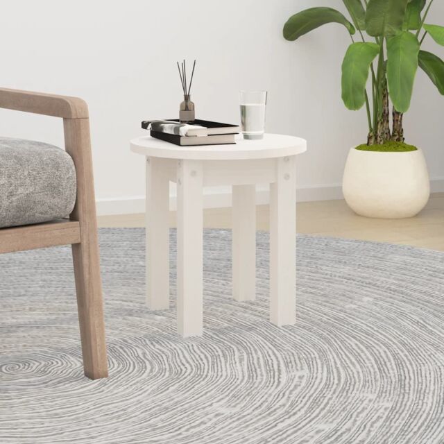Berkfield Home Coffee Table White Ã˜ 35x35 cm Solid Wood Pine - image 1