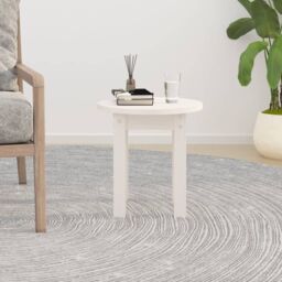 Berkfield Home Coffee Table White Ã˜ 35x35 cm Solid Wood Pine - thumbnail 3
