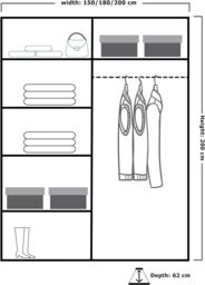 MN Furniture High Gloss Sliding Mirror Wardrobe-LED Light W150cmxH200cm in Black - thumbnail 3