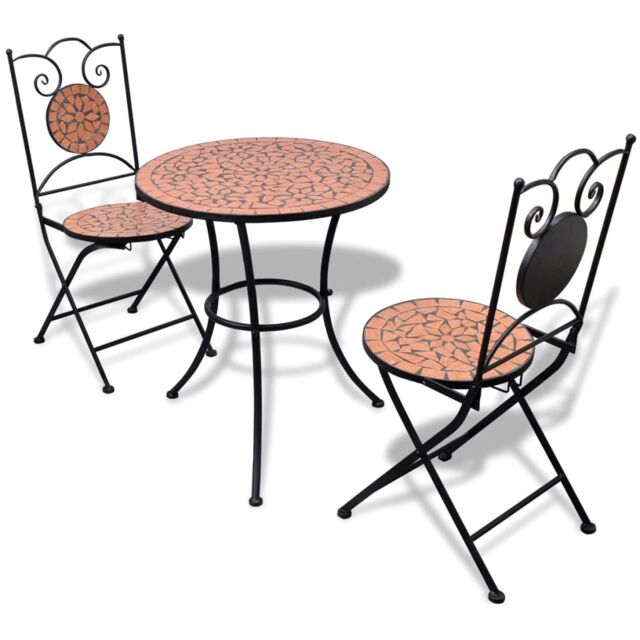 Berkfield Home 3 Piece Bistro Set Ceramic Tile Terracotta in Brown - image 1