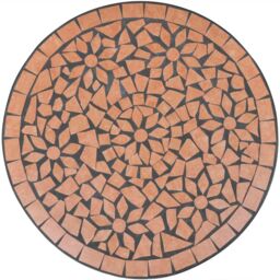 Berkfield Home 3 Piece Bistro Set Ceramic Tile Terracotta in Brown - thumbnail 4