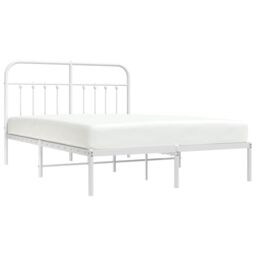 Berkfield Home Metal Bed Frame with Headboard White 150x200 cm King Size - thumbnail 3