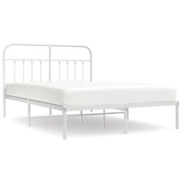 Berkfield Home Metal Bed Frame with Headboard White 150x200 cm King Size - thumbnail 2