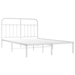 Berkfield Home Metal Bed Frame with Headboard White 150x200 cm King Size - thumbnail 5