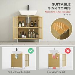 FORGEVIO Under Sink Bathroom Cabinet, Bamboo 60 x 30 x 70 cm in Natural - thumbnail 5