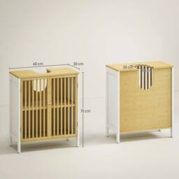 FORGEVIO Under Sink Bathroom Cabinet, Bamboo 60 x 30 x 70 cm in Natural - thumbnail 2