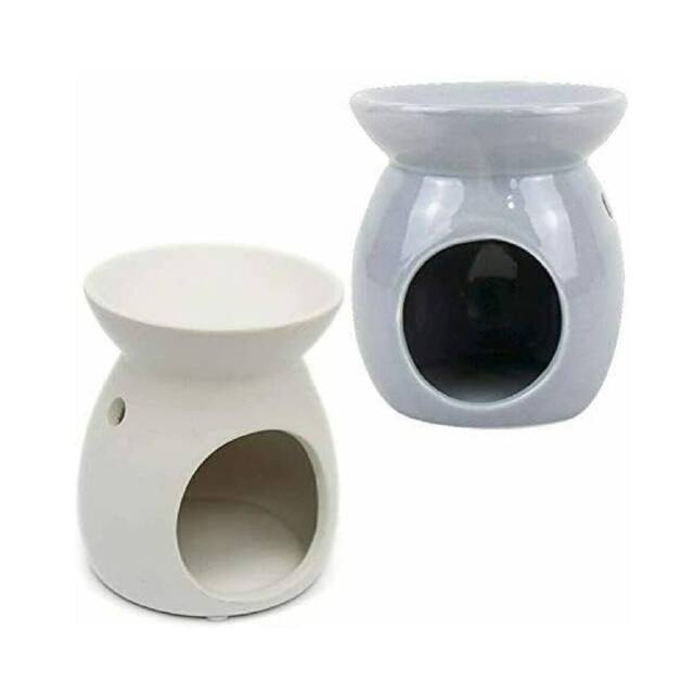 BARGAINS-GALORE Set Of 2 Wax Melt Burner Ceramic Essential Oil Burners Decor Pattern - image 1