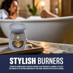 BARGAINS-GALORE Set Of 2 Wax Melt Burner Ceramic Essential Oil Burners Decor Pattern - thumbnail 3