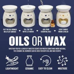BARGAINS-GALORE Set Of 2 Wax Melt Burner Ceramic Essential Oil Burners Decor Pattern - thumbnail 7