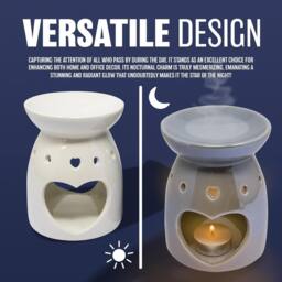 BARGAINS-GALORE Set Of 2 Wax Melt Burner Ceramic Essential Oil Burners Decor Pattern - thumbnail 5