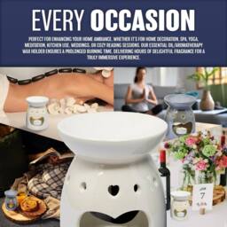 BARGAINS-GALORE Set Of 2 Wax Melt Burner Ceramic Essential Oil Burners Decor Pattern - thumbnail 6