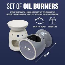 BARGAINS-GALORE Set Of 2 Wax Melt Burner Ceramic Essential Oil Burners Decor Pattern - thumbnail 4