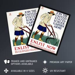 Artery8 United States School Garden Army Vintage Framed Wall Art Print Penfield in White - Size: A4 - thumbnail 2