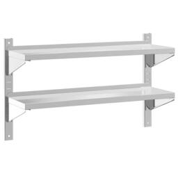 Berkfield Home 2-Tier Wall Shelf 100x30x60 cm Silver Stainless Steel - Size: 100 x 30 x 60 cm - thumbnail 1