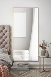 "MirrorOutlet Gold Aluminium Edged Wall Leaner Mirror 68"" X 33"" (174 X 85CM) - Size: 1 Pack" - thumbnail 1
