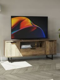 Ready Assembled 2 U Fuji 2 Door 1 Drawer Wide TV Unit (Ready Assembled) in Dark Brown - thumbnail 2