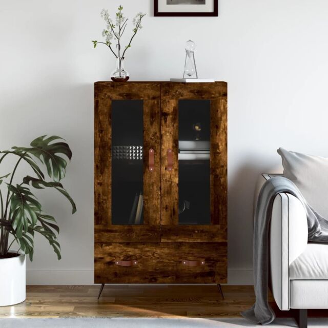 Berkfield Home Highboard Smoked Oak 69.5x31x115 cm Engineered Wood in Brown - image 1