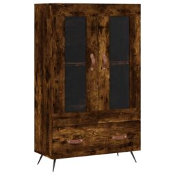 Berkfield Home Highboard Smoked Oak 69.5x31x115 cm Engineered Wood in Brown - thumbnail 2