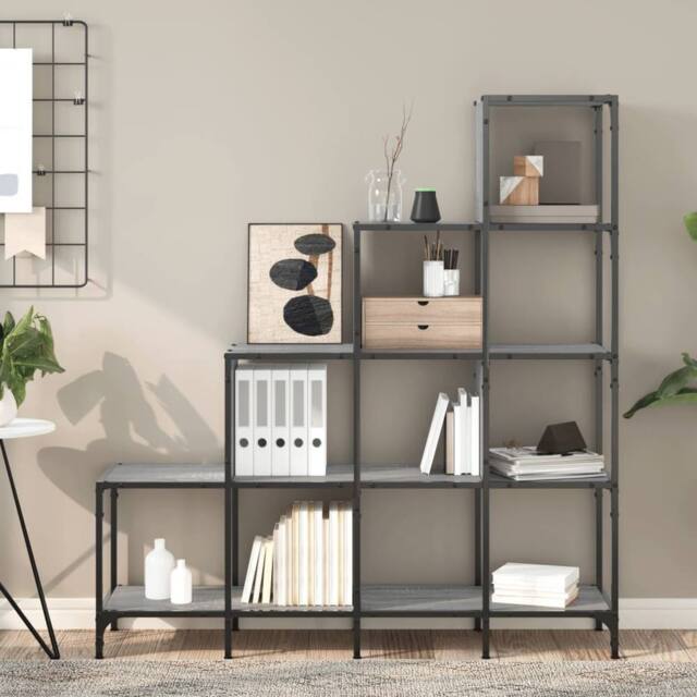 Berkfield Home Durable Bookcase Grey Sonoma 122x30x132 cm Engineered Wood & Metal - Size: 122 x 30 x 132 cm - image 1