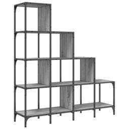 Berkfield Home Durable Bookcase Grey Sonoma 122x30x132 cm Engineered Wood & Metal - Size: 122 x 30 x 132 cm - thumbnail 7