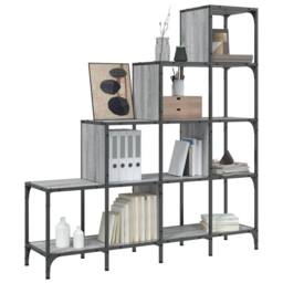 Berkfield Home Durable Bookcase Grey Sonoma 122x30x132 cm Engineered Wood & Metal - Size: 122 x 30 x 132 cm - thumbnail 4