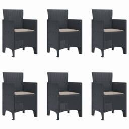 Berkfield Home 7 Piece Garden Dining Set with Cushions Anthracite Poly Rattan in Black - thumbnail 5
