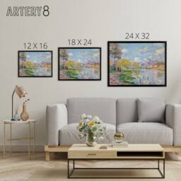 "Artery8 Claude Monet Spring By The Seine Framed Canvas Wall Art Print - Size: W12"" x H16""" - thumbnail 4