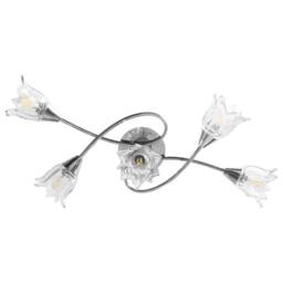 Berkfield Home Ceiling Lamp with Transparent Glass Shades for 5 E14 Bulbs Tulip in Silver - thumbnail 5