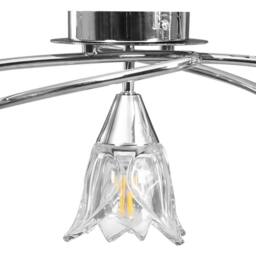 Berkfield Home Ceiling Lamp with Transparent Glass Shades for 5 E14 Bulbs Tulip in Silver - thumbnail 6