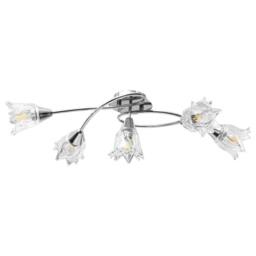 Berkfield Home Ceiling Lamp with Transparent Glass Shades for 5 E14 Bulbs Tulip in Silver - thumbnail 3