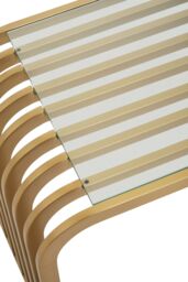 Orsina Matte Gold Slatted End Table, Stylish End Table, Glass Top & Steel Construction Corner Table for Home - thumbnail 5