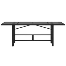 Berkfield Home Garden Table with Glass Top Black 190x80x75 cm Poly Rattan - Size: 190 x 80 x 75 cm - thumbnail 4