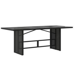Berkfield Home Garden Table with Glass Top Black 190x80x75 cm Poly Rattan - Size: 190 x 80 x 75 cm - thumbnail 6