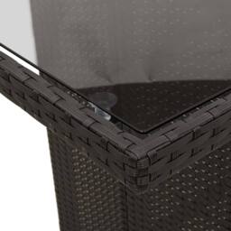 Berkfield Home Garden Table with Glass Top Black 190x80x75 cm Poly Rattan - Size: 190 x 80 x 75 cm - thumbnail 8