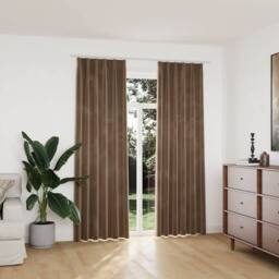 Berkfield Home Elegant Blackout Curtains 2 pcs with Hooks Velvet Beige 140x225 cm - thumbnail 2