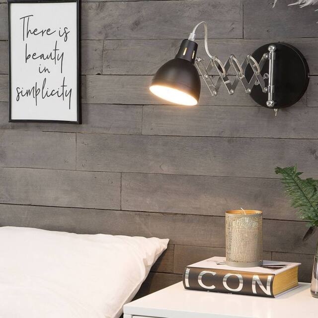 Wyld and Coco Set of 2 Black Metal Wall Lamps with Adjustable Swing Arm - image 1