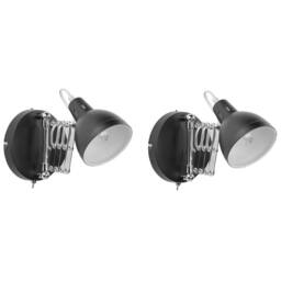 Wyld and Coco Set of 2 Black Metal Wall Lamps with Adjustable Swing Arm - thumbnail 2