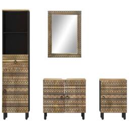 Berkfield Home 4 Piece Bathroom Furniture Set Solid Wood Mango in Brown - thumbnail 3